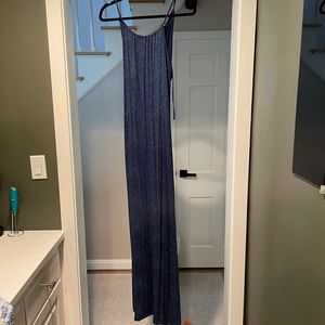 Navy with white dot cotton tie front maxi